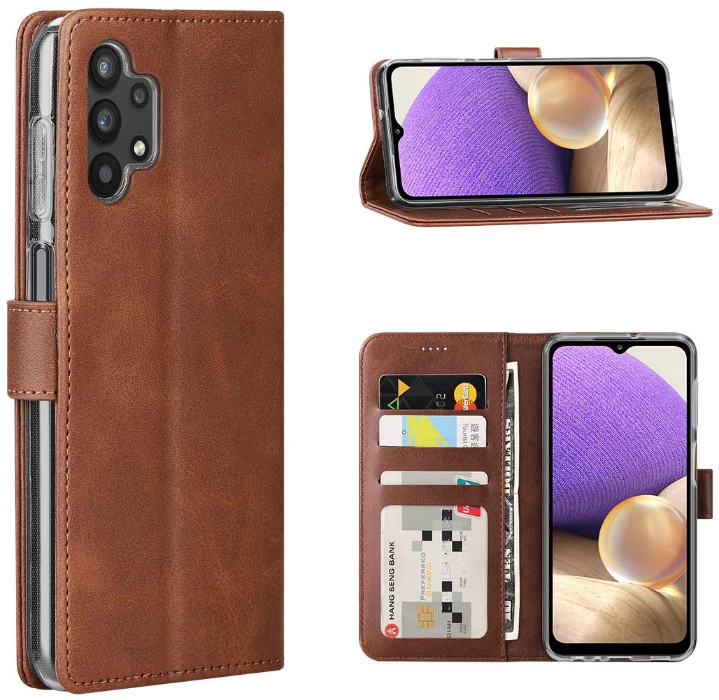 Luxury wallet hoesje Samsung Galaxy A32 5G bruin