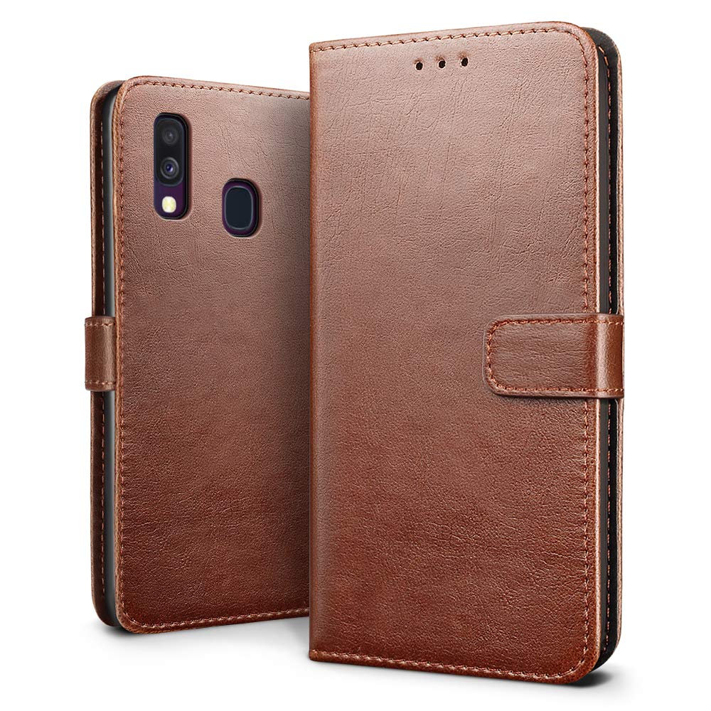 Luxury wallet hoesje Samsung Galaxy A40 bruin