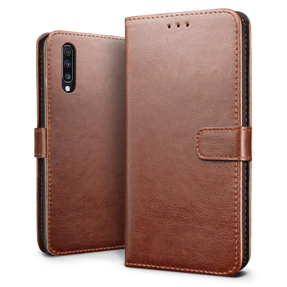 Luxury wallet hoesje Samsung Galaxy A70 bruin