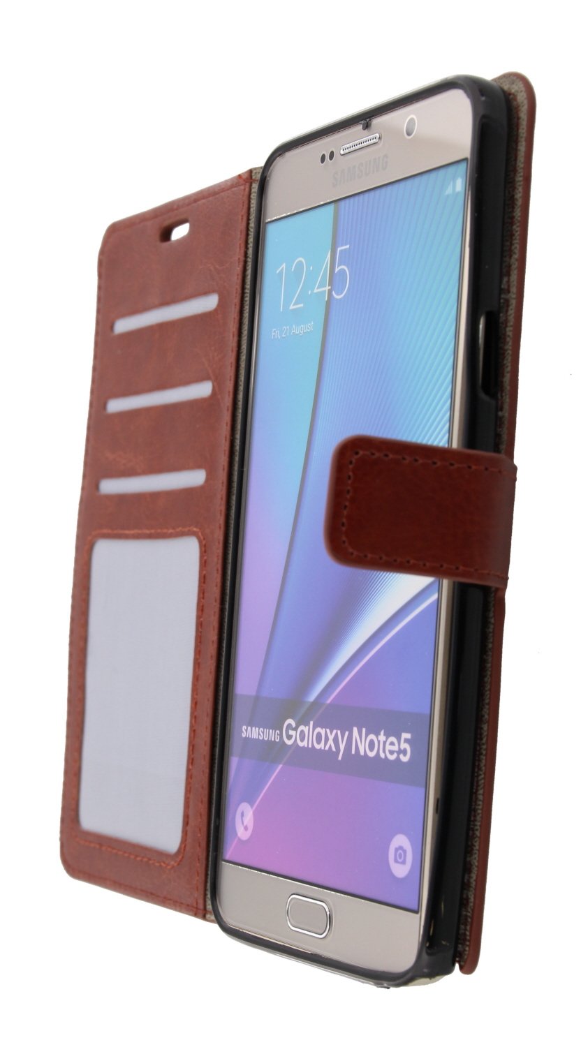 Luxury wallet hoesje Samsung Galaxy Note 5 bruin