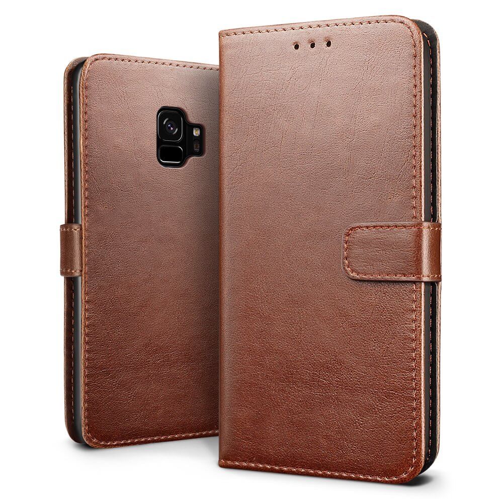 Luxury wallet hoesje Samsung Galaxy S9 bruin