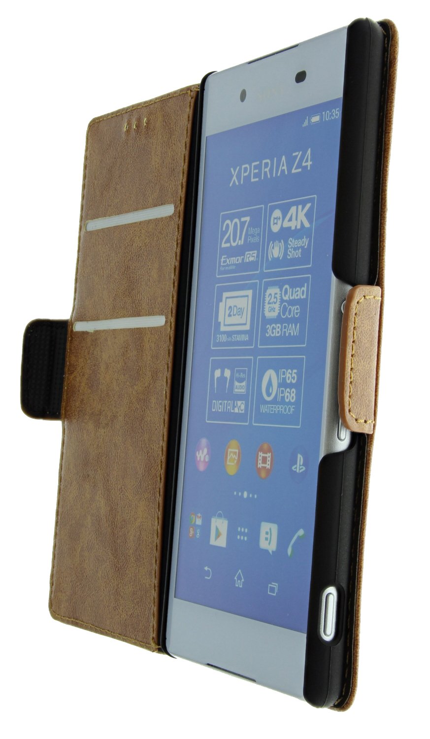 Luxury wallet hoesje Sony Xperia Z3+ bruin