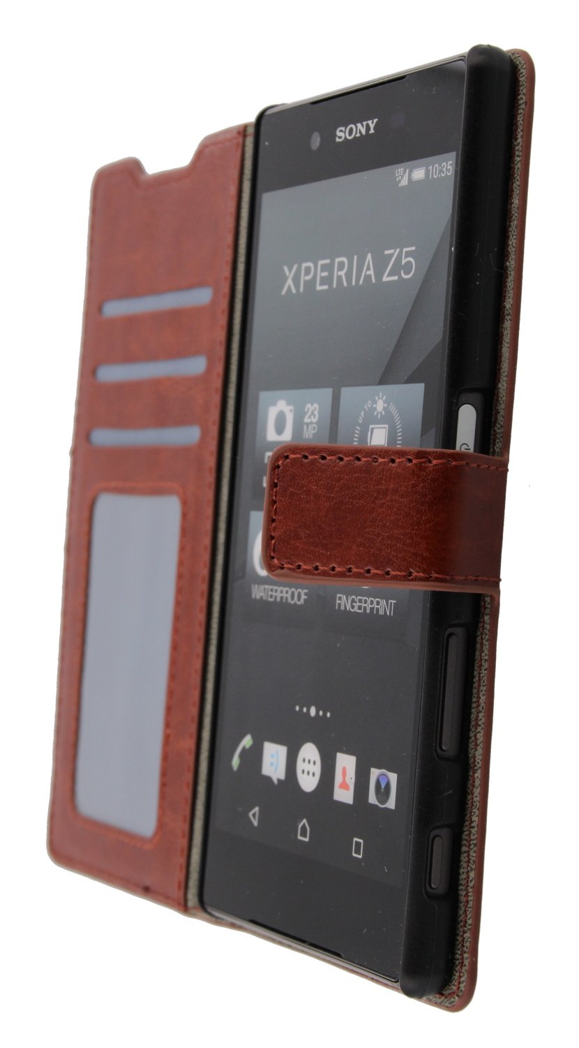 Luxury wallet hoesje Sony Xperia Z5 bruin