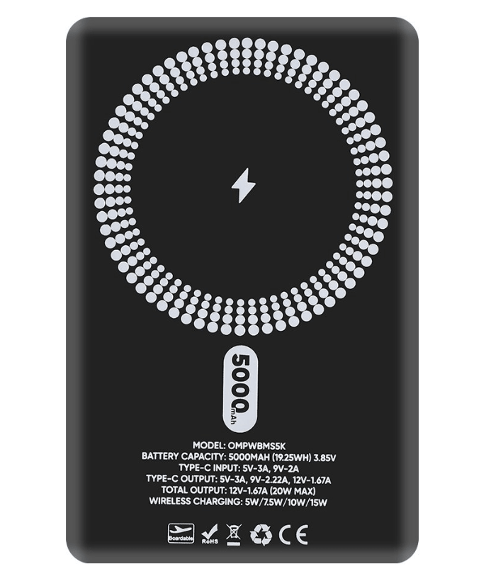 OBAL:ME MagNetix Magnetische Powerbank 5000 mAh MagSafe 20W PD - Zwart