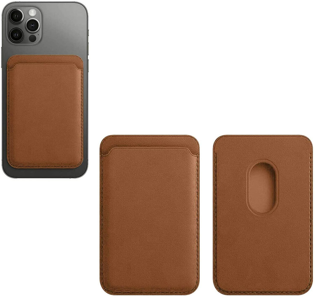 Pasjeshouder voor achterkant van telefoon of hoesje (zelfklevend) - bruin