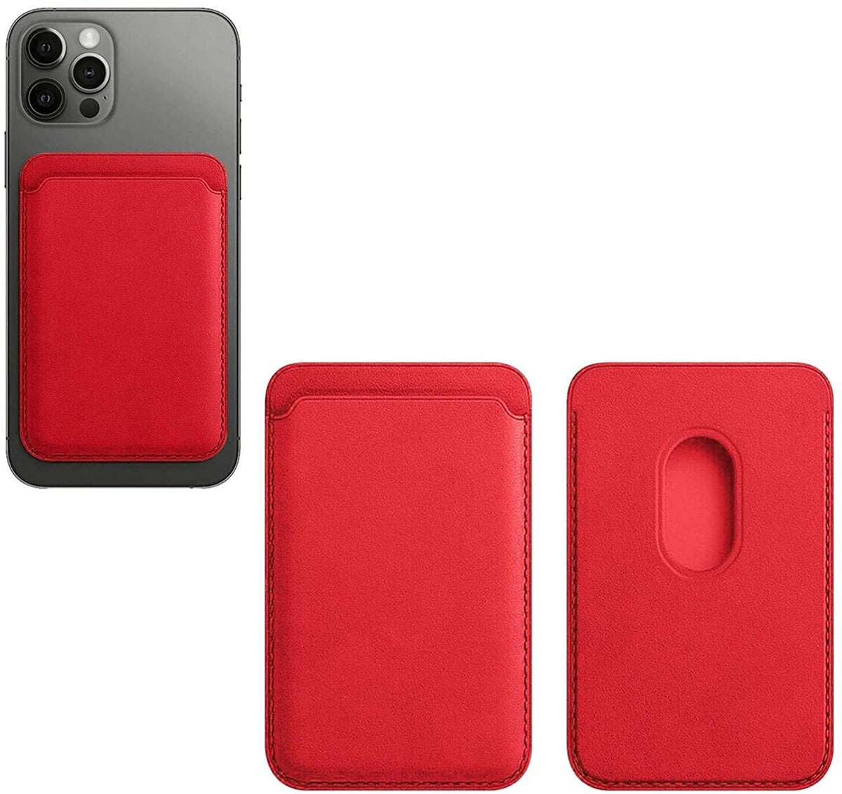Pasjeshouder voor achterkant van telefoon of hoesje (zelfklevend) - rood
