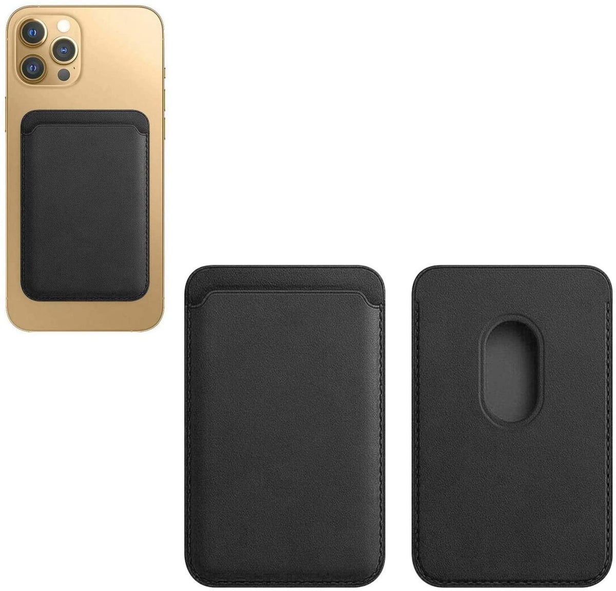Pasjeshouder voor achterkant van telefoon of hoesje (zelfklevend) - zwart