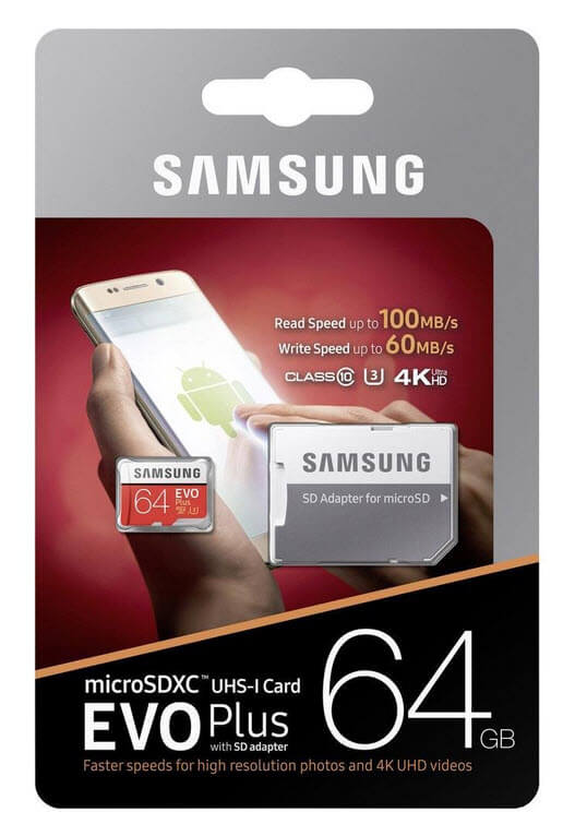 Samsung EVO MicroSDXC kaart 64GB 4K C10/UHS-1