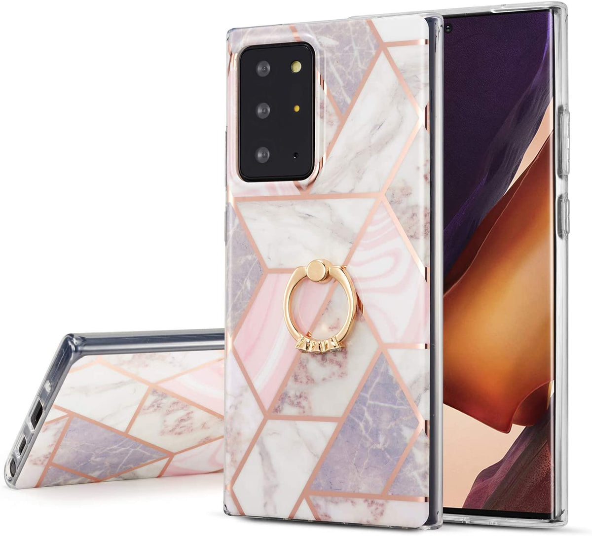 Samsung Galaxy Note 20 Ultra Marble - Marmerlook hoesje met ring