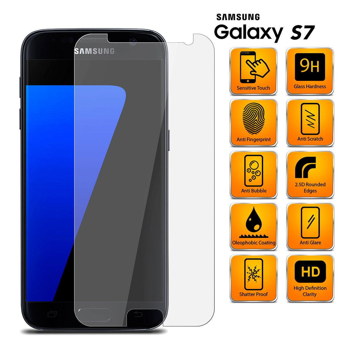 Tempered Glass Screenprotector Samsung Galaxy S7