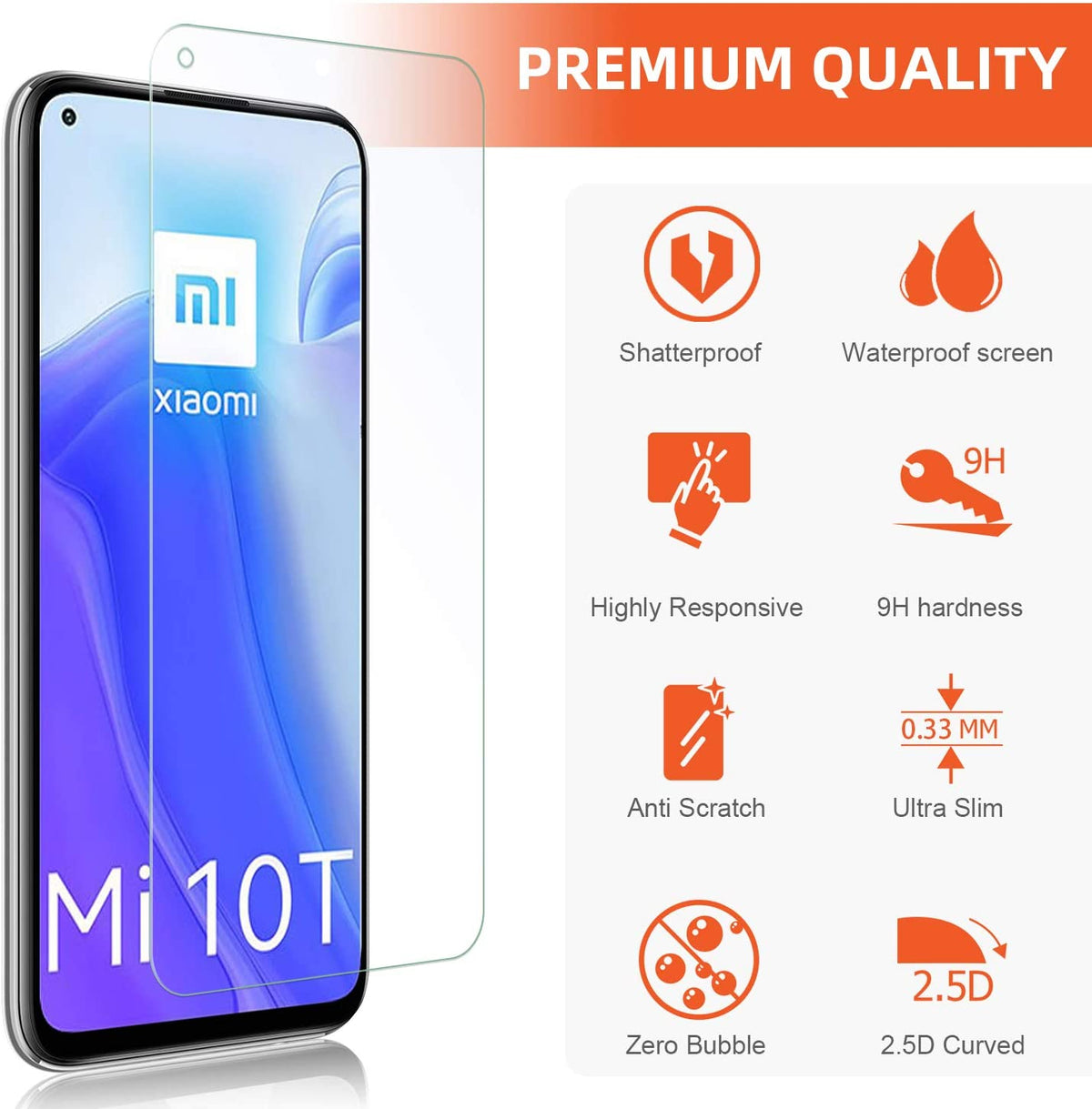 Tempered Glass Screenprotector Xiaomi Mi 10T 5G
