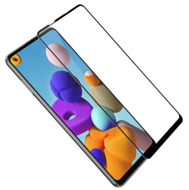 Tempered Glass (volledig scherm) Samsung Galaxy A21s zwart