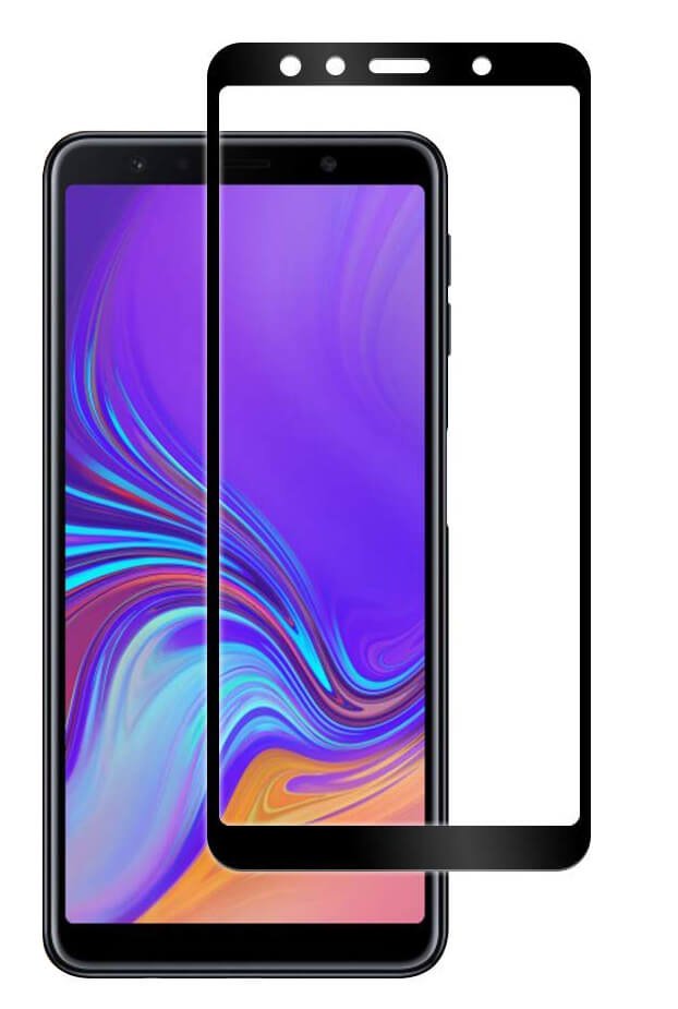 Tempered Glass (volledig scherm) Samsung Galaxy A7 (2018) zwart