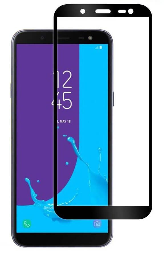 Tempered Glass (volledig scherm) Samsung Galaxy J6 zwart