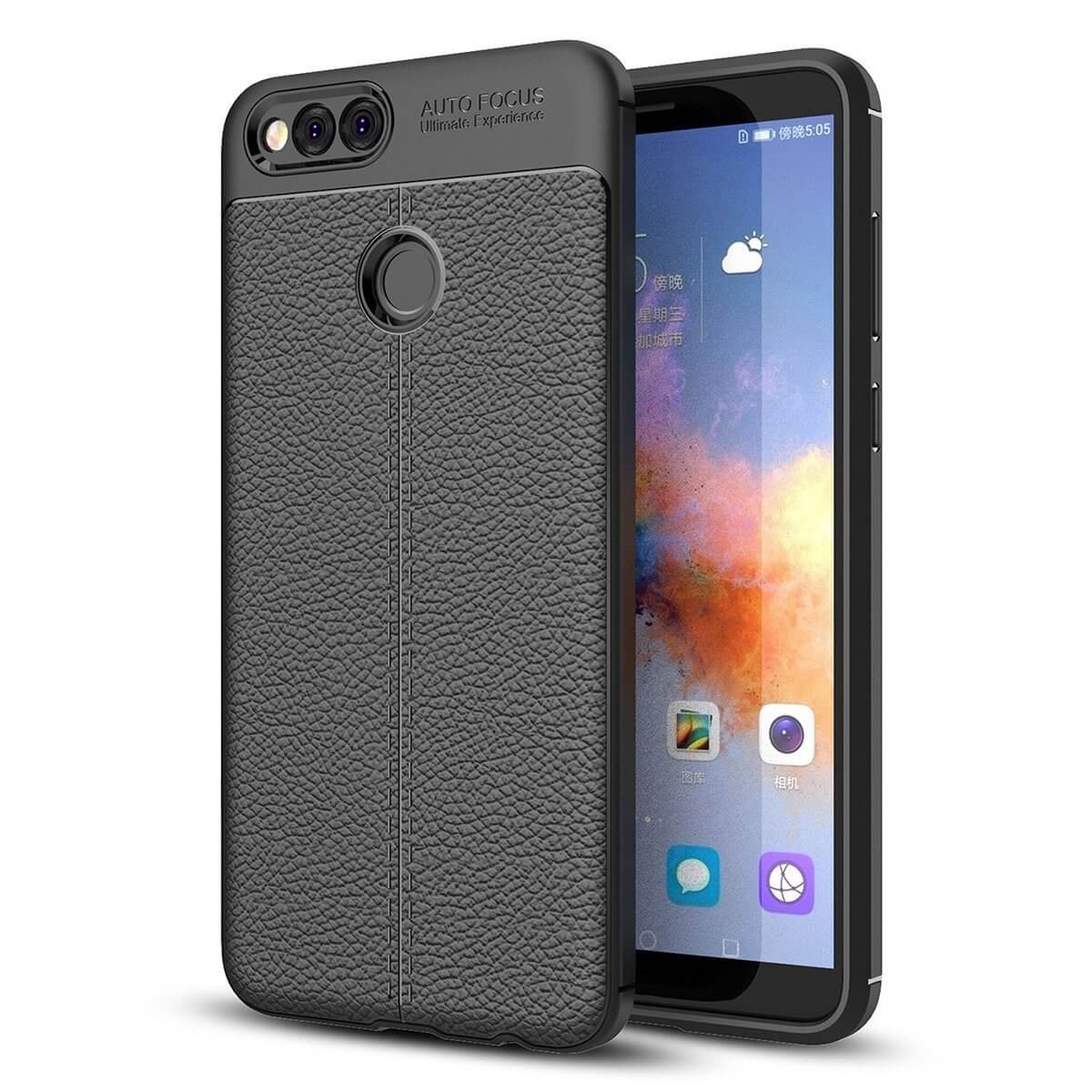 TPU hoesje leer Huawei Honor 7X zwart