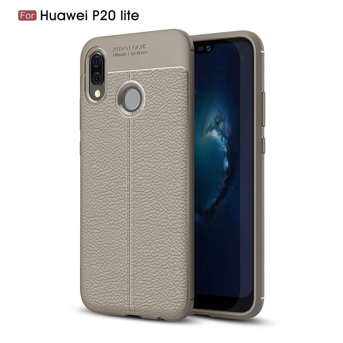 TPU hoesje leer Huawei P20 Lite beige/taupe