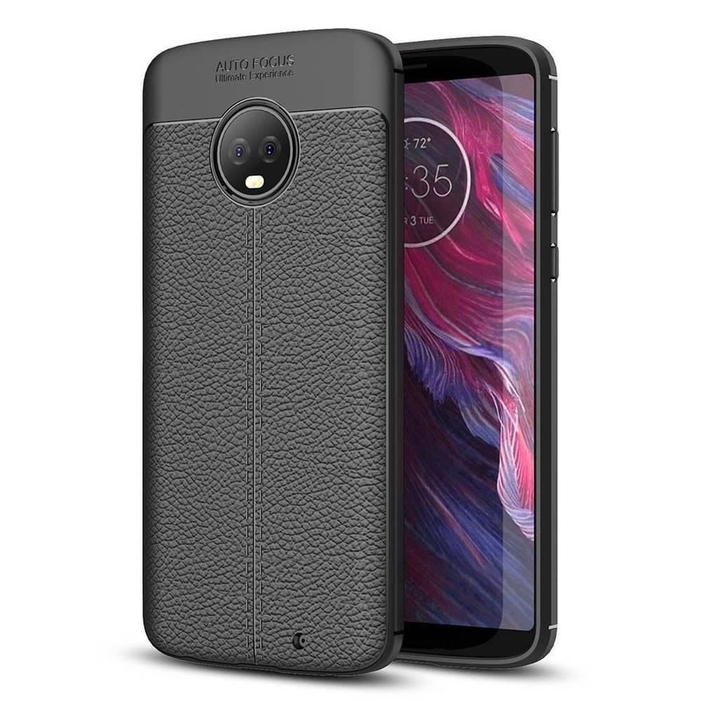 TPU hoesje leer Motorola Moto G6 Plus zwart