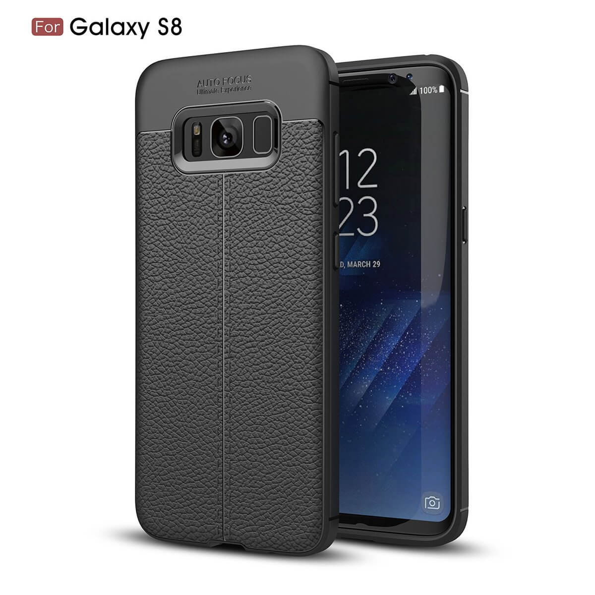TPU hoesje leer Samsung Galaxy S8 Plus zwart