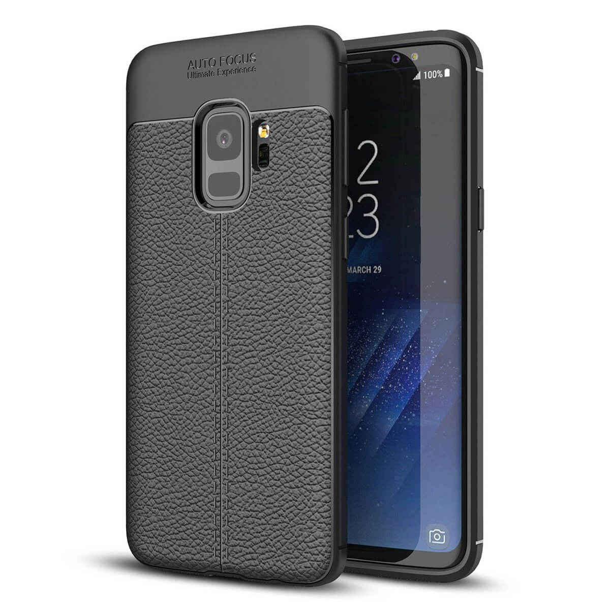 TPU hoesje leer Samsung Galaxy S9 zwart