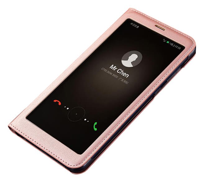 View cover leer Huawei Mate 10 Lite rose goud