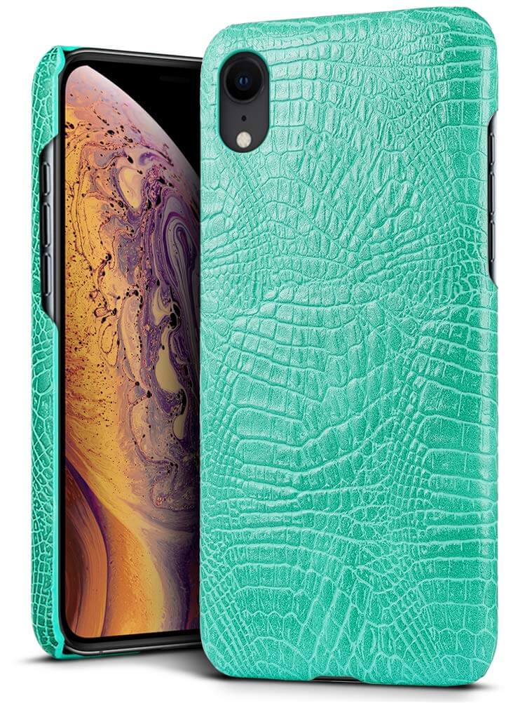 Vintage case leer iPhone XR - mint groen