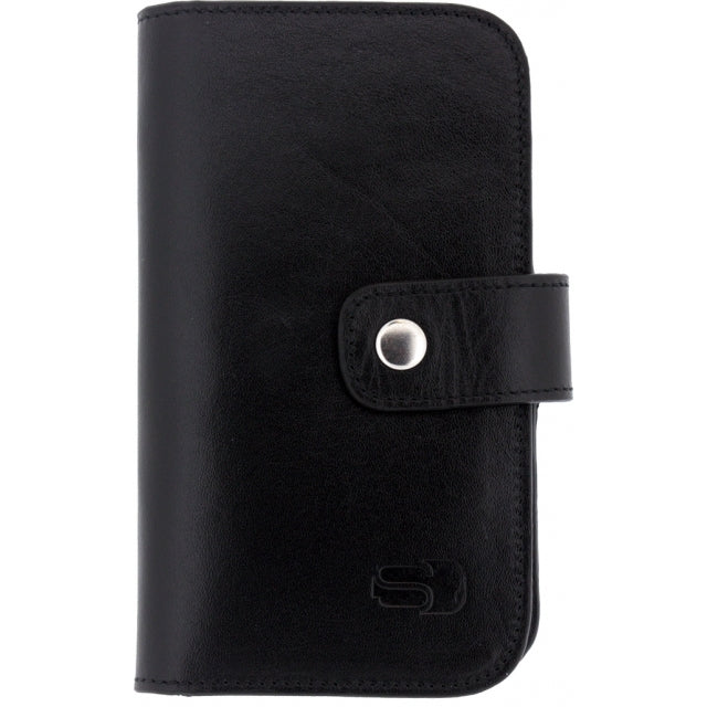 Senza Étui portefeuille en cuir noir taille M-L