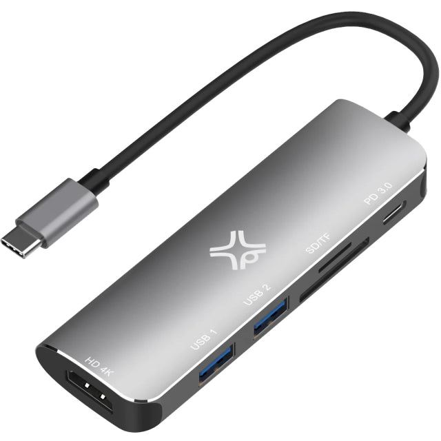XtremeMac 6-ports USB-C Hub Grey