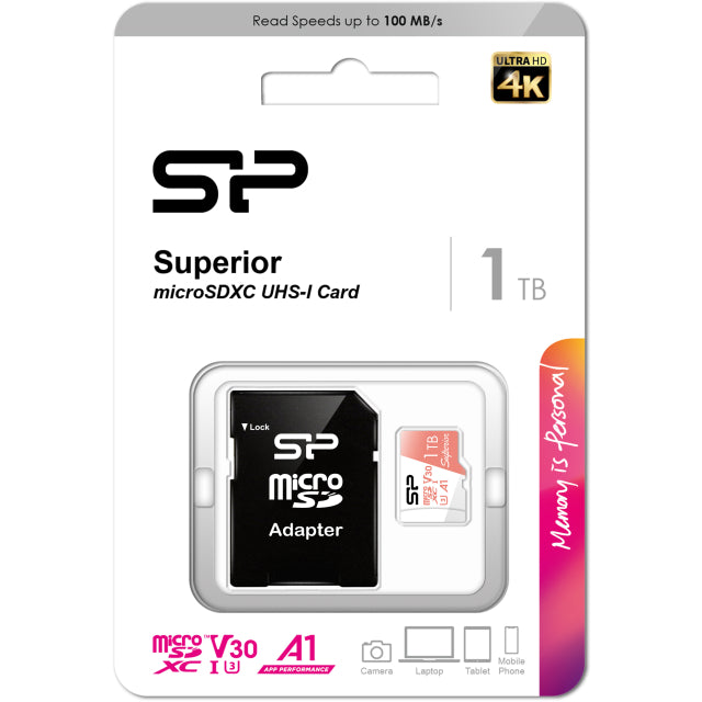Silicon Power Superior Micro SDHC incl. SD Adapter 1TB UHS-1 U3 A1 V30 Class 10