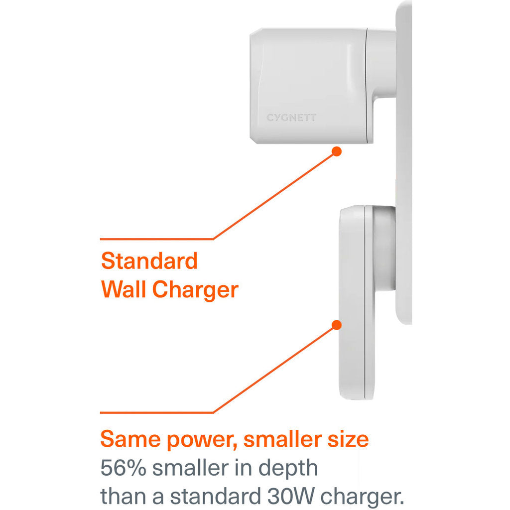 Cygnett Chargeplus Dual USB-C Slim Wall Charger 30W White