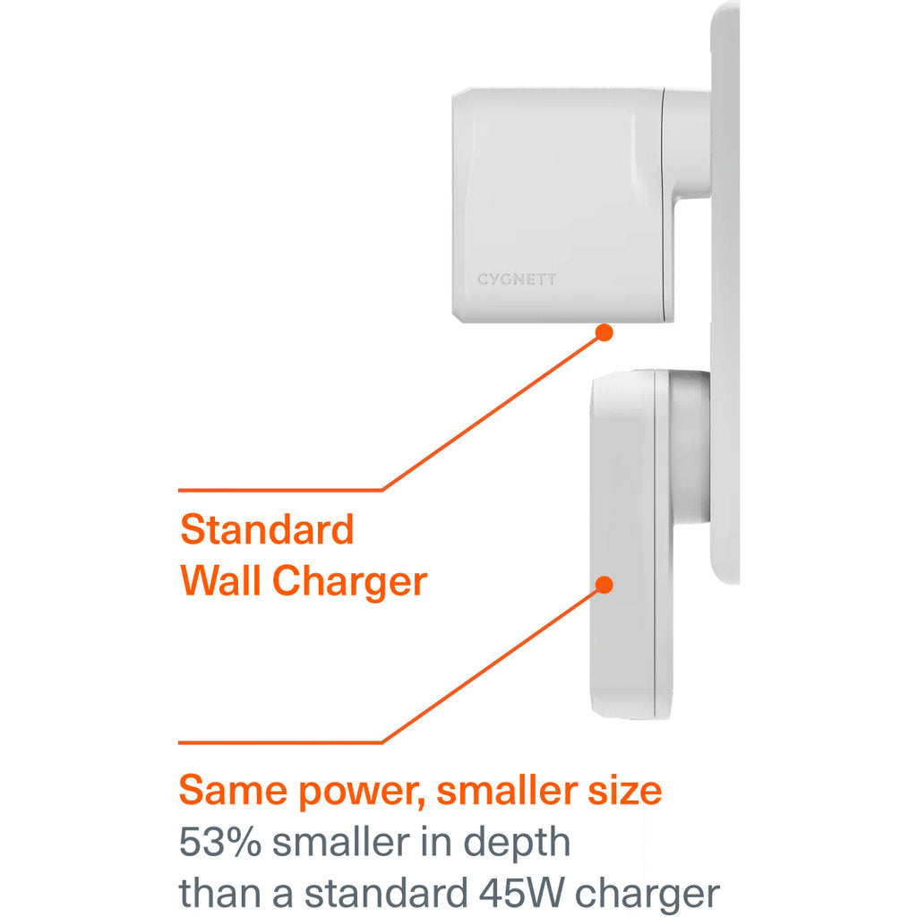Cygnett Chargeplus Dual USB-C Slim Wall Charger 45W White