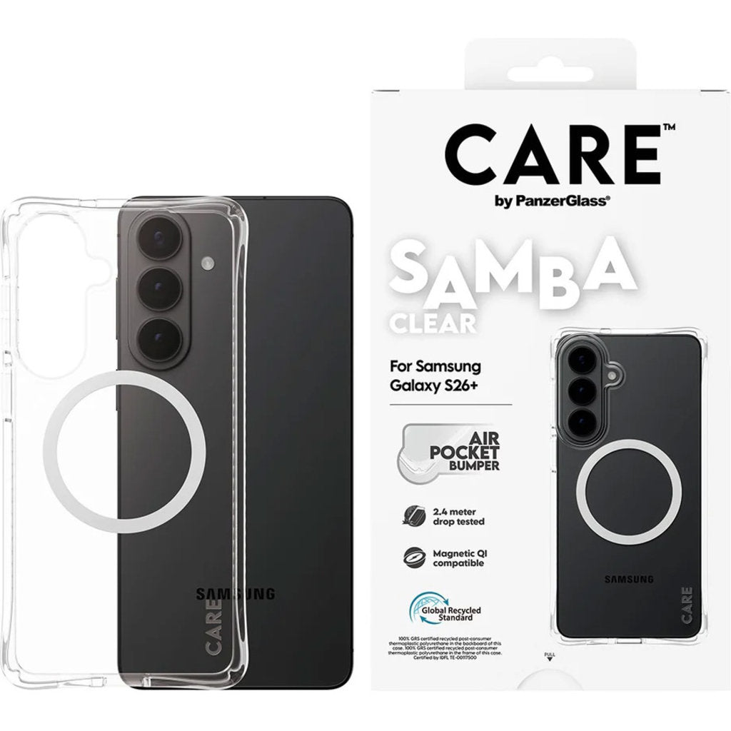CARE by PanzerGlass Samba Case Transparent w. Qi Samsung Galaxy S26 Plus