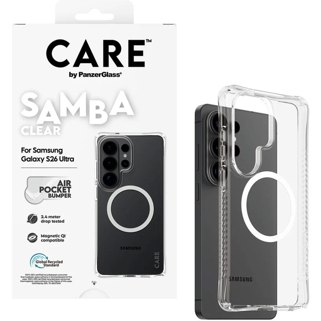 CARE by PanzerGlass Samba Case Transparent w. Qi Samsung Galaxy S26 Ultra