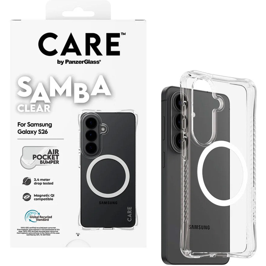 CARE by PanzerGlass Samba Case Transparent w. Qi Samsung Galaxy S26