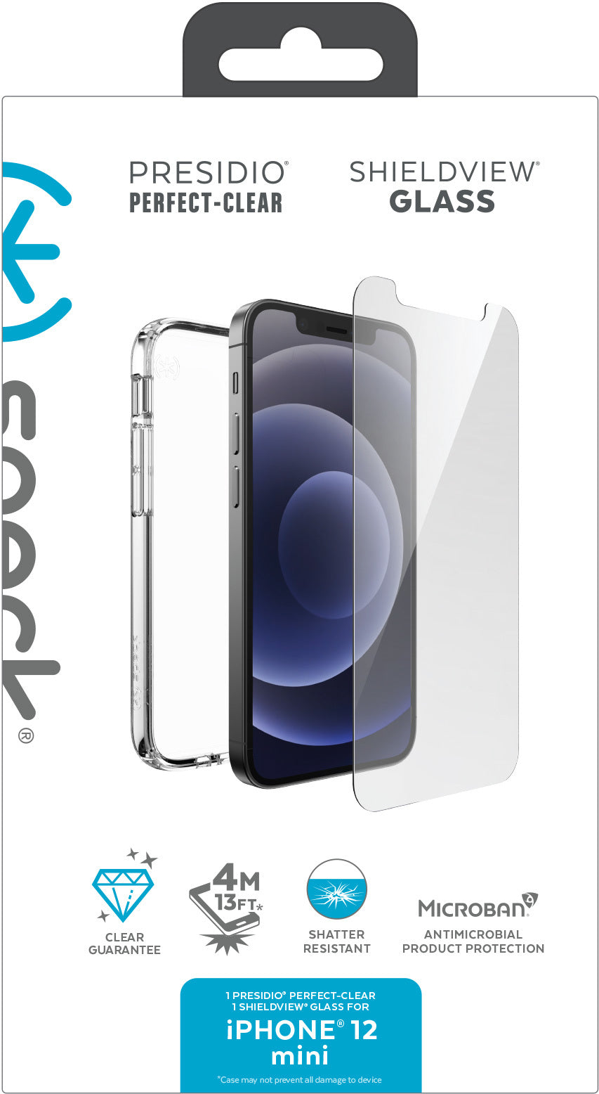 Speck Presidio Perfect Clear + Shieldview Bundle Apple iPhone 12 Mini - with Microban
