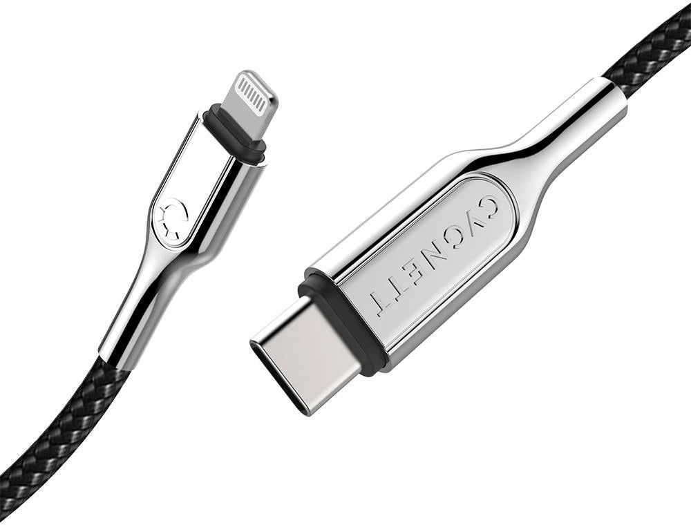 Cygnett Armoured Braided Lightning to USB-C Cable 10cm Black