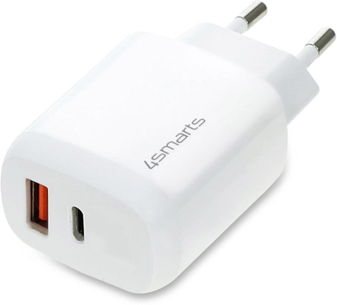 Chargeur mural 4SMarts DoublePort PD 30W avec chargeur rapide Blanc