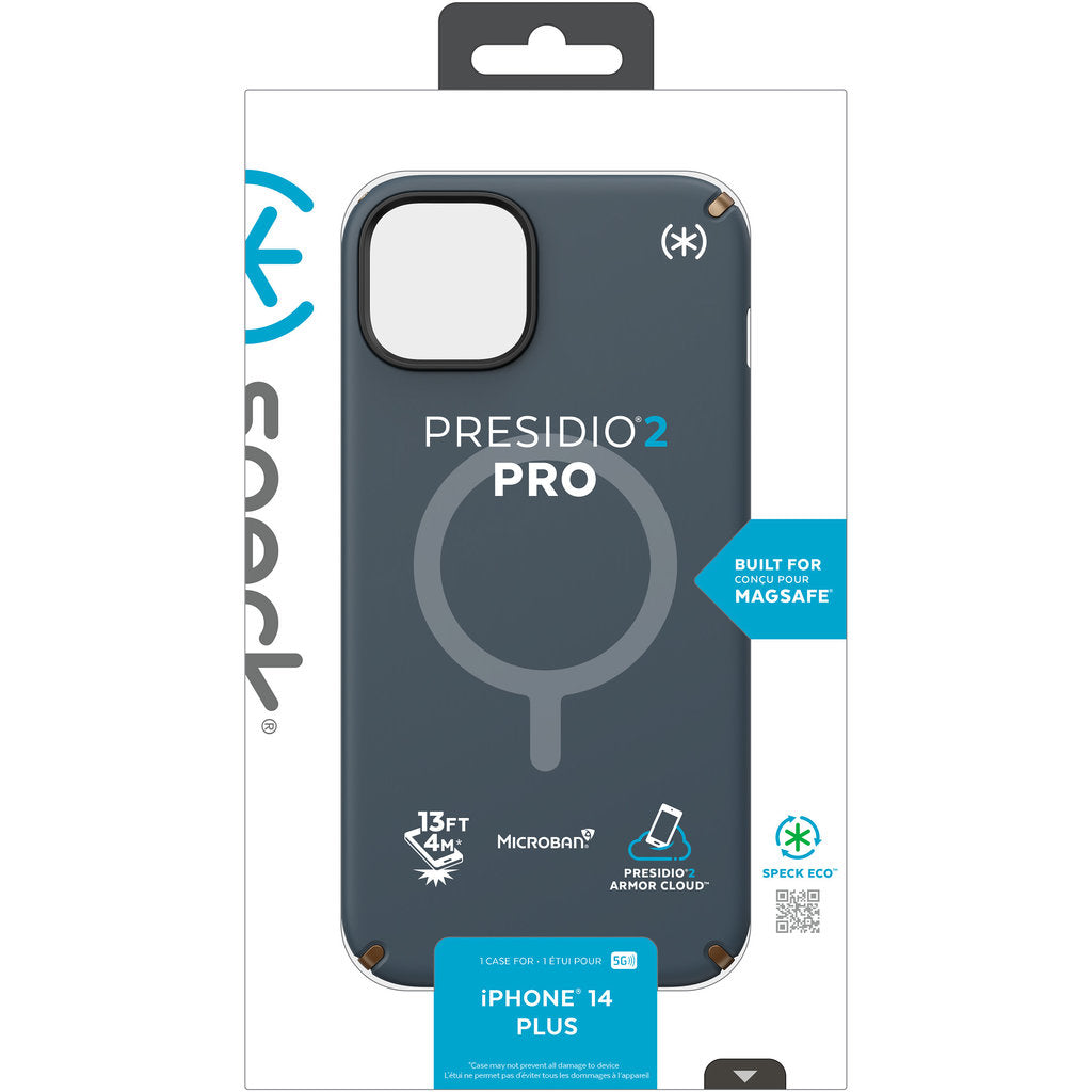 Speck Presidio2 Pro + MS Apple iPhone 14 Plus/15 Plus Charcoal Grey-  with Microban