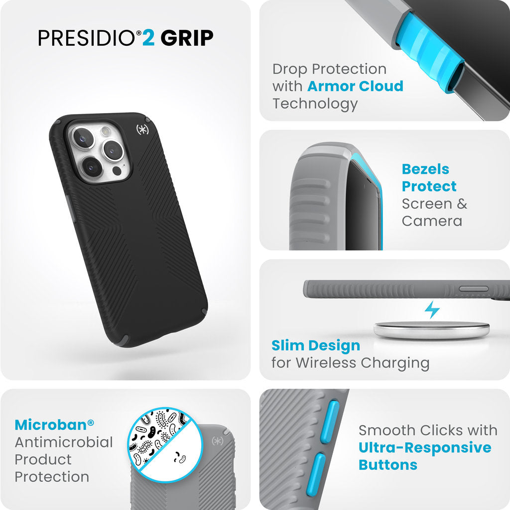 Speck Presidio2 Grip Apple iPhone 15 Pro Black – mit Microban