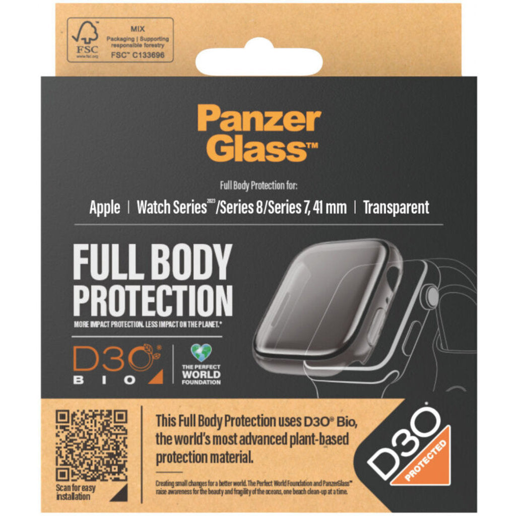 PanzerGlass Full Body Apple Watch 9/8/7 41 mm - Klar mit D3O
