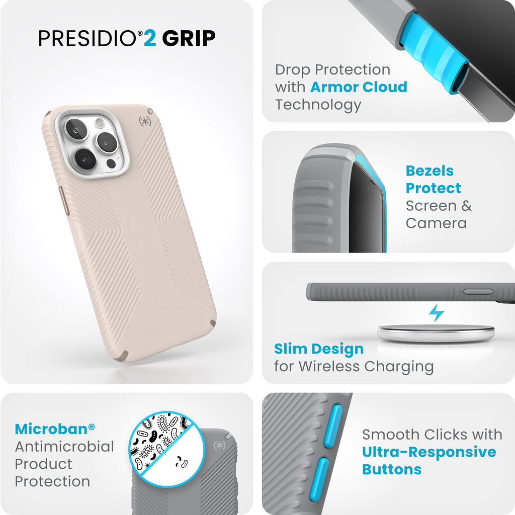 Speck Presidio2 Grip Apple iPhone 15 Pro Max Bleached Bone -  with Microban