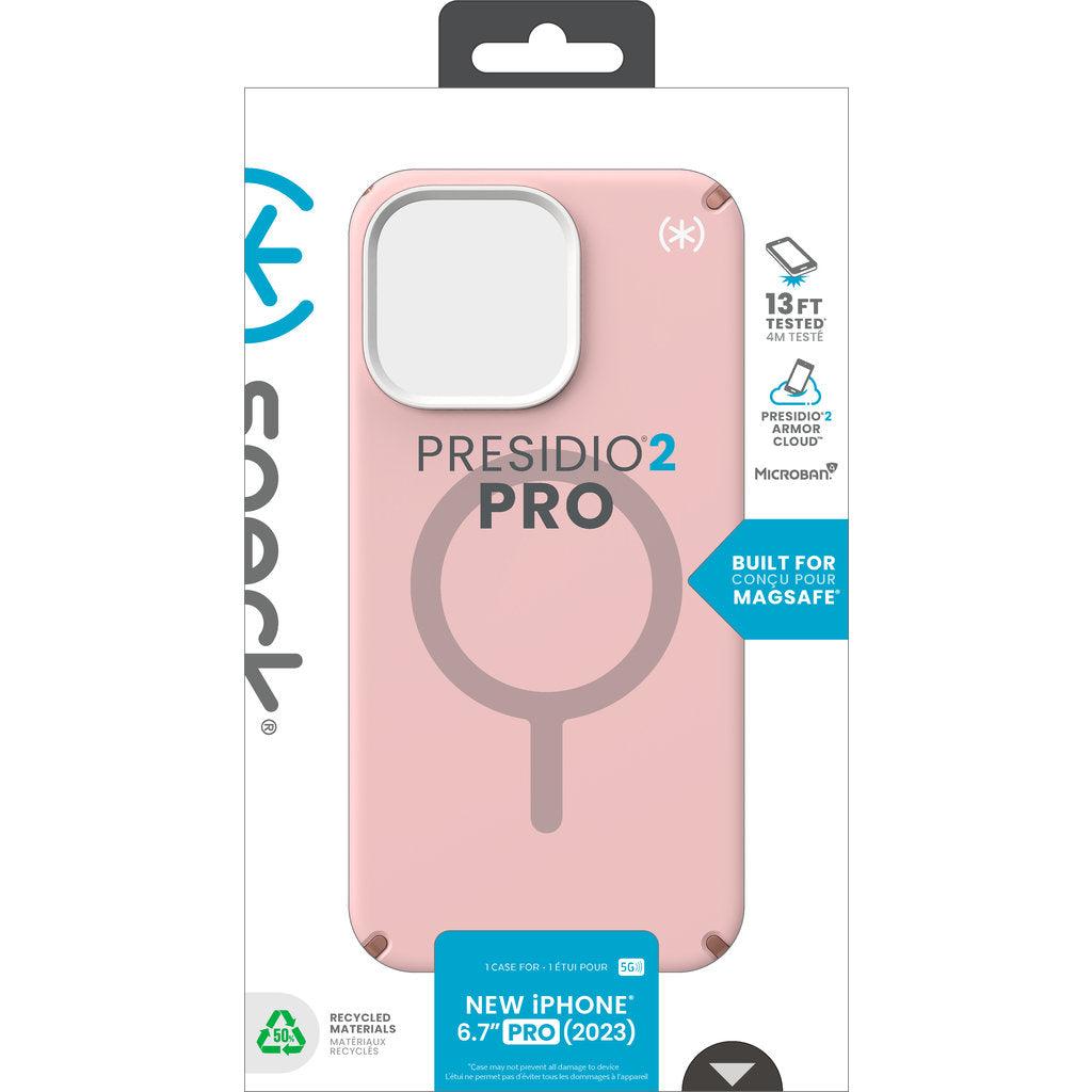 Speck Presidio2 Pro + MS Apple iPhone 15 Pro Max Dahlia Pink -  with Microban