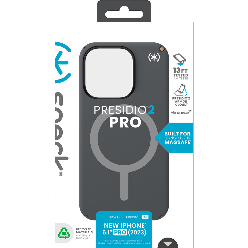 Speck Presidio2 Pro + MS Apple iPhone 15 Pro Charcoal Grey - mit Microban
