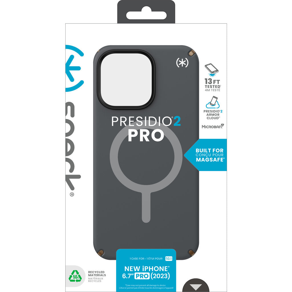 Speck Presidio2 Pro + MS Apple iPhone 15 Pro Max Charcoal Grey -  with Microban