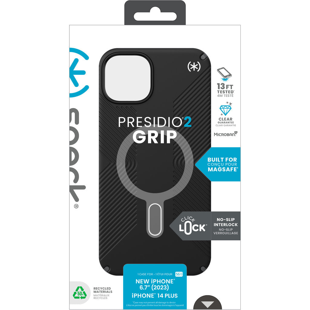 Speck Presidio2 Grip + ClickLock Apple iPhone 15 Plus Black -  with Microban