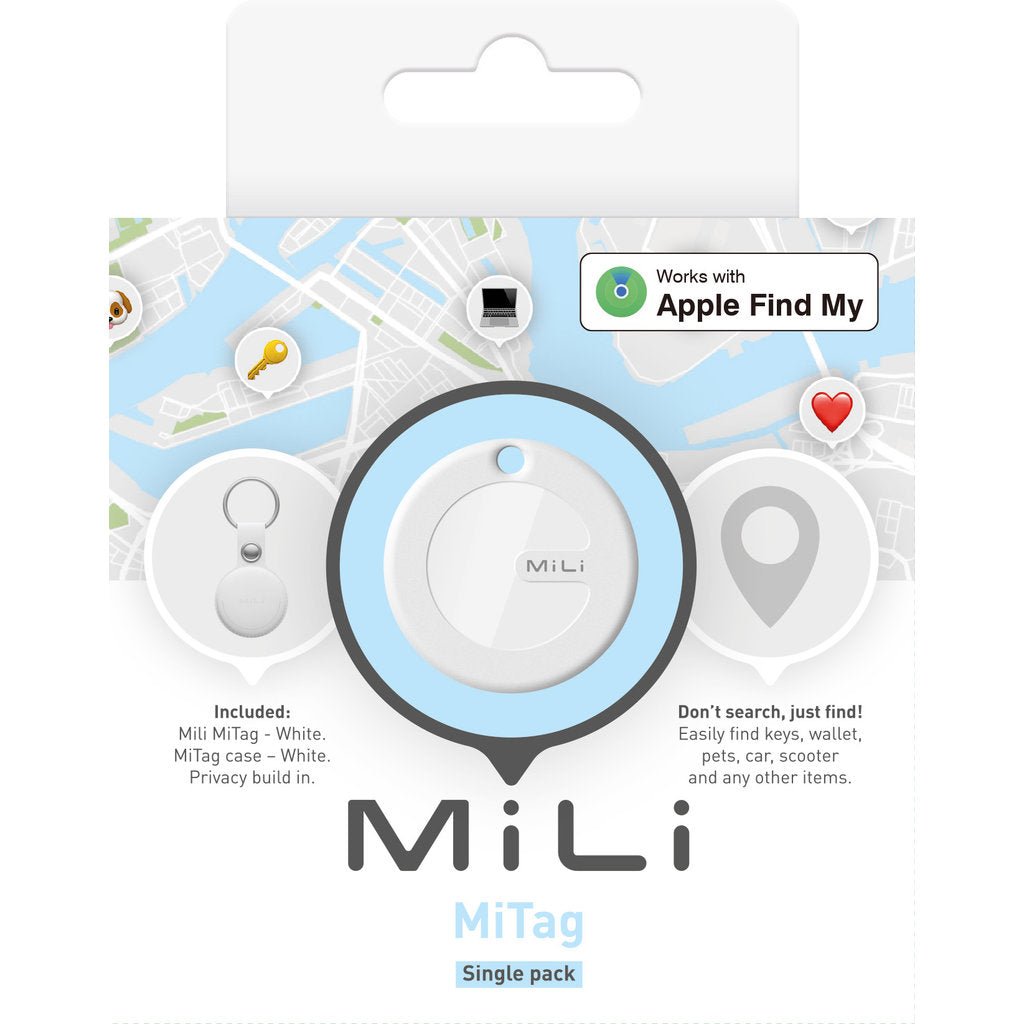 MiLi MiTag & Leather Case iOS - White - 1 Pack