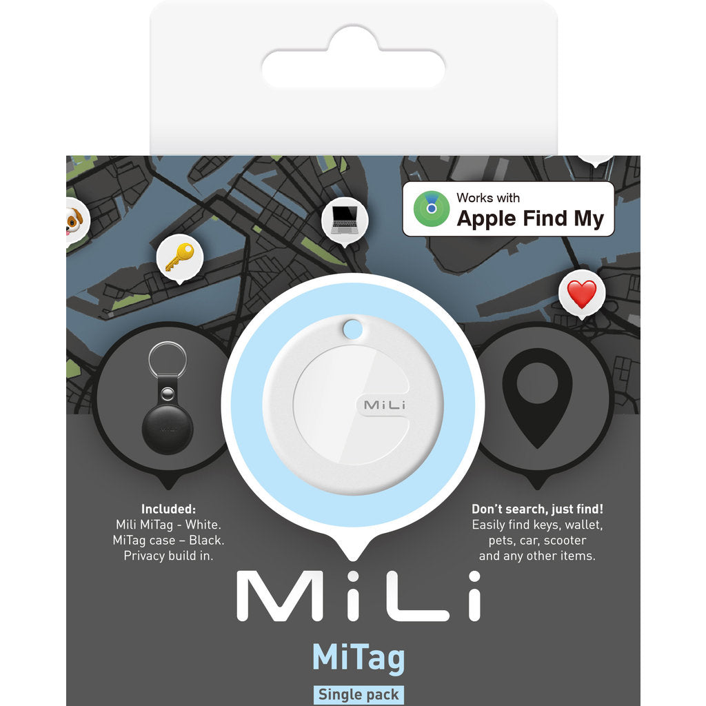 MiLi MiTag & Leather Case iOS - Black - 1 Pack