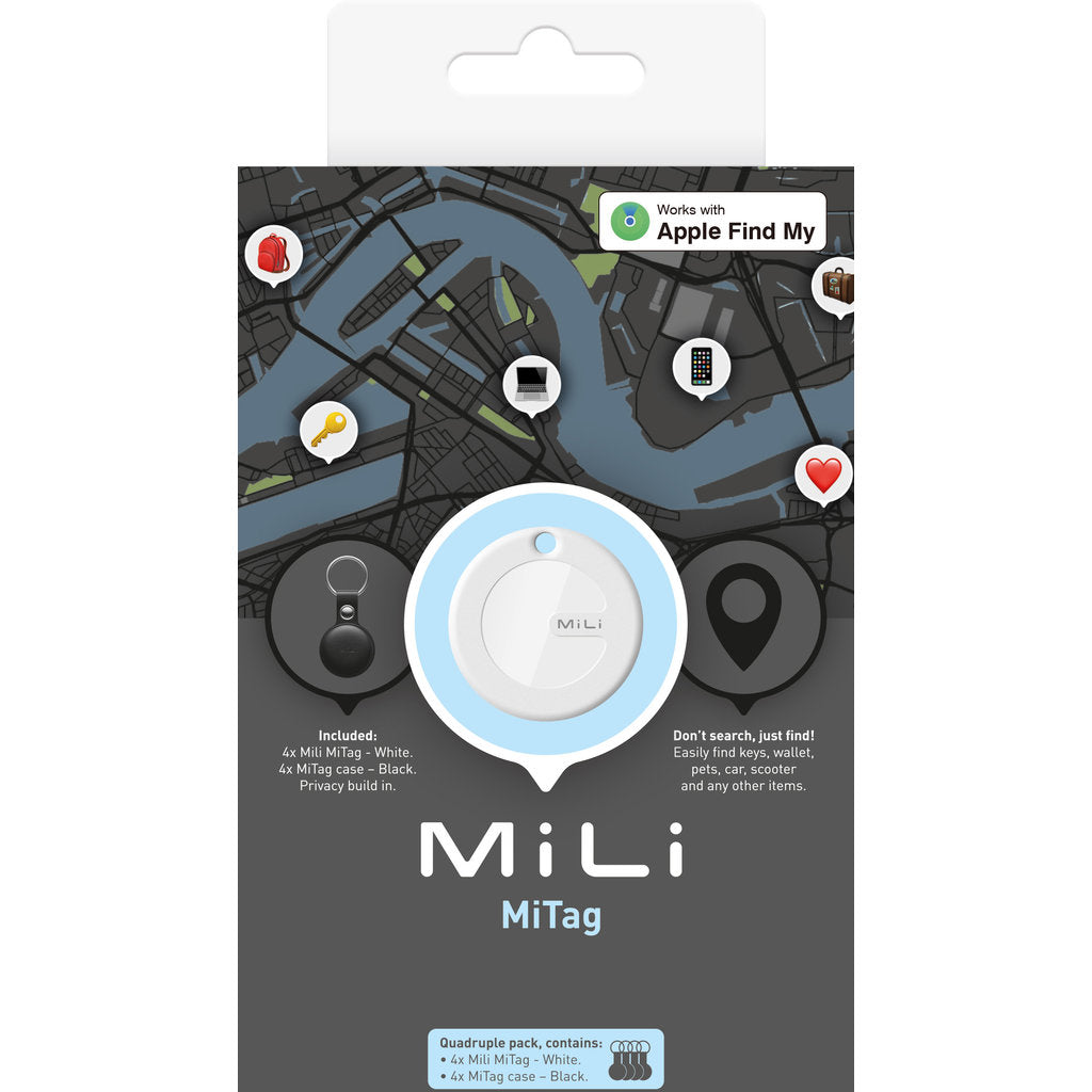 MiLi MiTag & Leather Case iOS - Black - 4 Pack