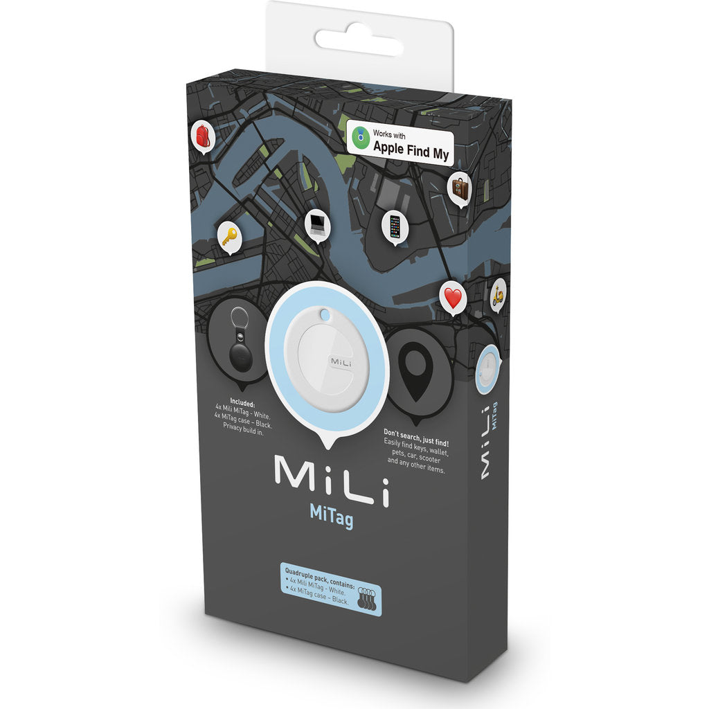 MiLi MiTag & Leather Case iOS - Black - 4 Pack