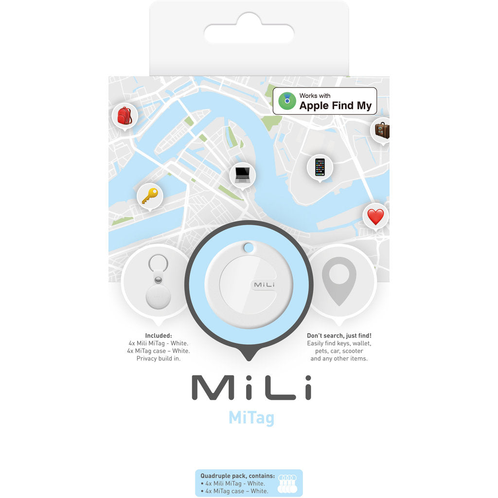 MiLi MiTag & Leather Case iOS - White - 4 Pack