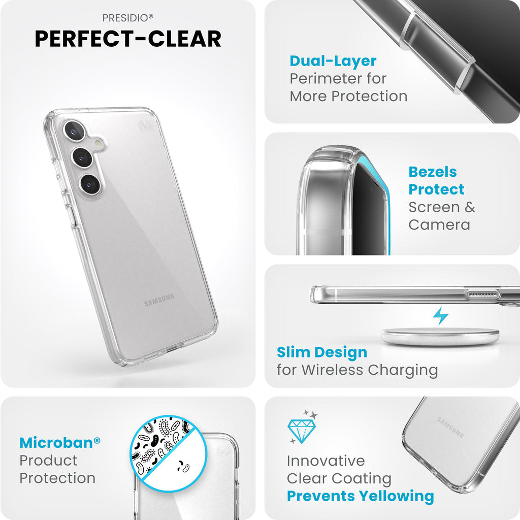 Speck Presidio Perfect Clear Samsung Galaxy S24 Plus Clear - with Microban